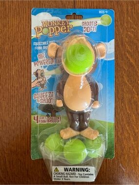 Monkey Popper Squeezable Soft Foam Squeeze Ball Shooter NWT Hog Wild Toy